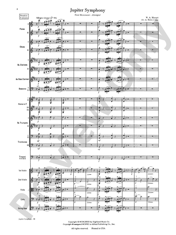 Jupiter Symphony, 1st Movement – Full Orchestra Conductor Score & Parts (Digital Download)