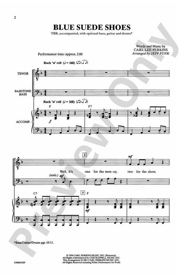 Blue Suede Shoes – TBB Choral Octavo (Digital Download)