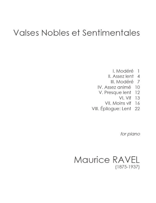 Ravel - Valse Nobles et Sentimentale - Piano Solo Mondschein MSP528498