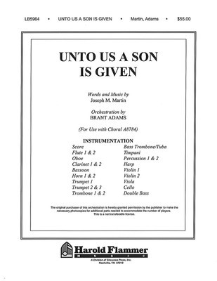 Unto Us a Son Is Given - Orchestration - Joseph M. Martin - Shawnee Press Score/Parts