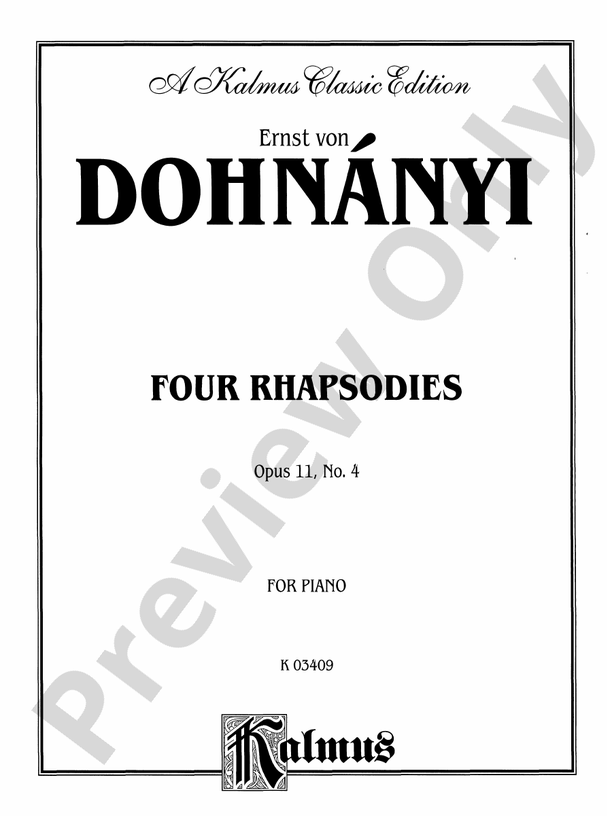 Dohnanyi - Rhapsody, Op. 11, No. 4 - Piano Solo (Digital Download)