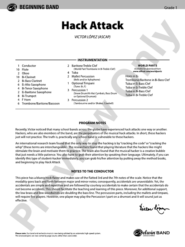 Hack Attack - Concert Band Conductor Score & Parts (Digital Download)