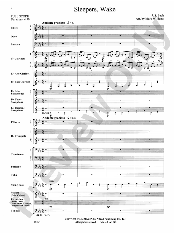 Sleepers Wake - Concert Band Conductor Score & Parts (Digital Download)