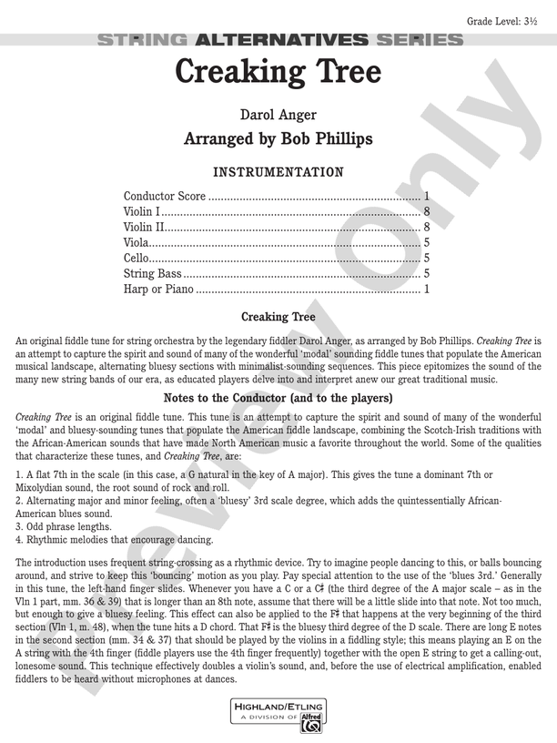 Creaking Tree – String Orchestra Conductor Score & Parts (Digital Download)