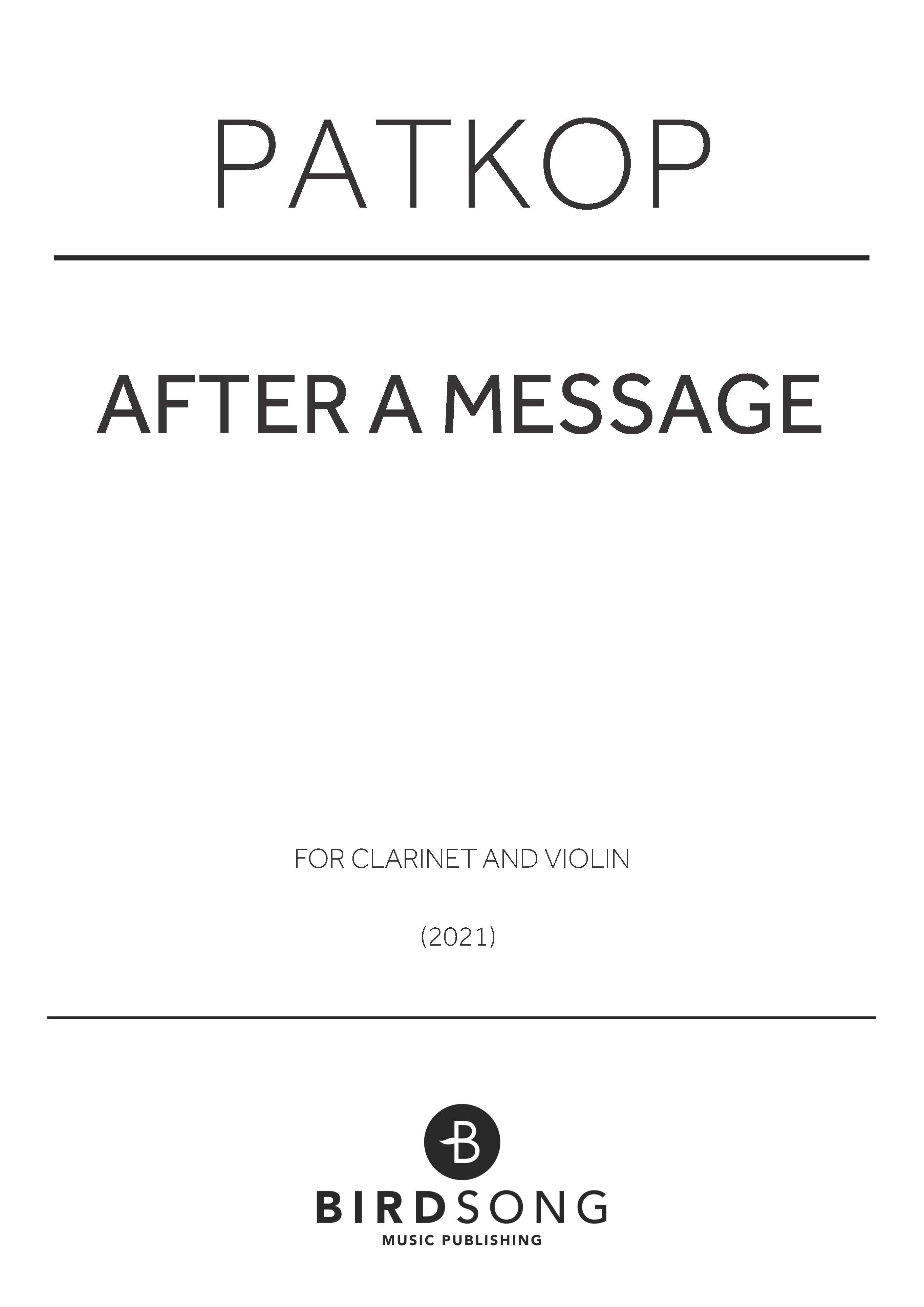 after a message - Clarinet, Violin Duet (Digital Download)