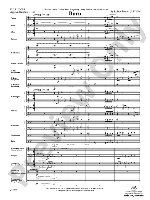 Burn - Concert Band Conductor Score & Parts (Digital Download)