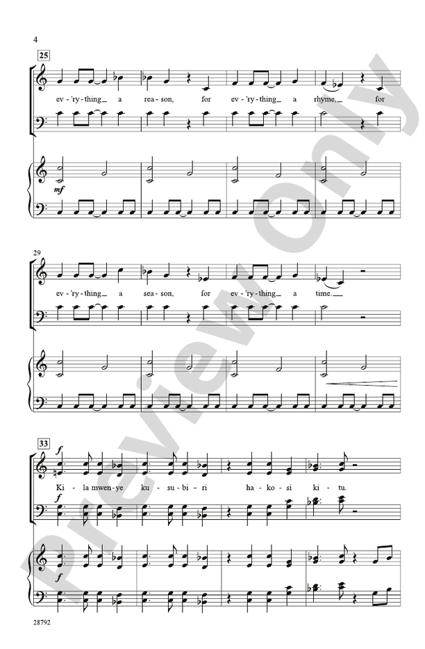 Kila Jambo na Wakati Wake (For Everything a Time Most Opportune - Swahili) – SATB Choral Octavo (Digital Download)