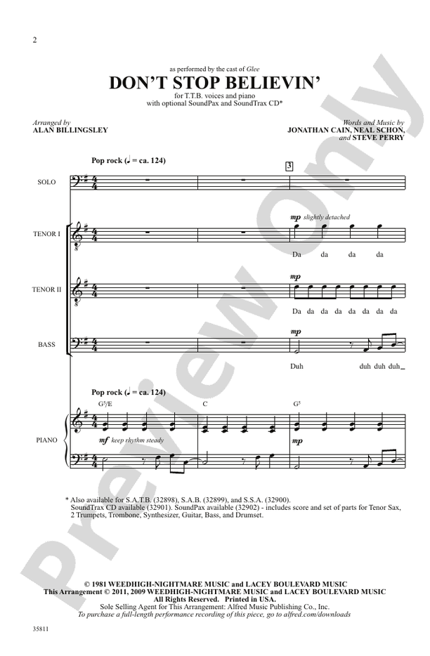 Don't Stop Believin' – TTB Choral Octavo (Digital Download)