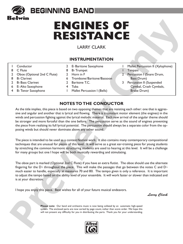 Engines of Resistance - Concert Band Conductor Score & Parts (Digital Download)