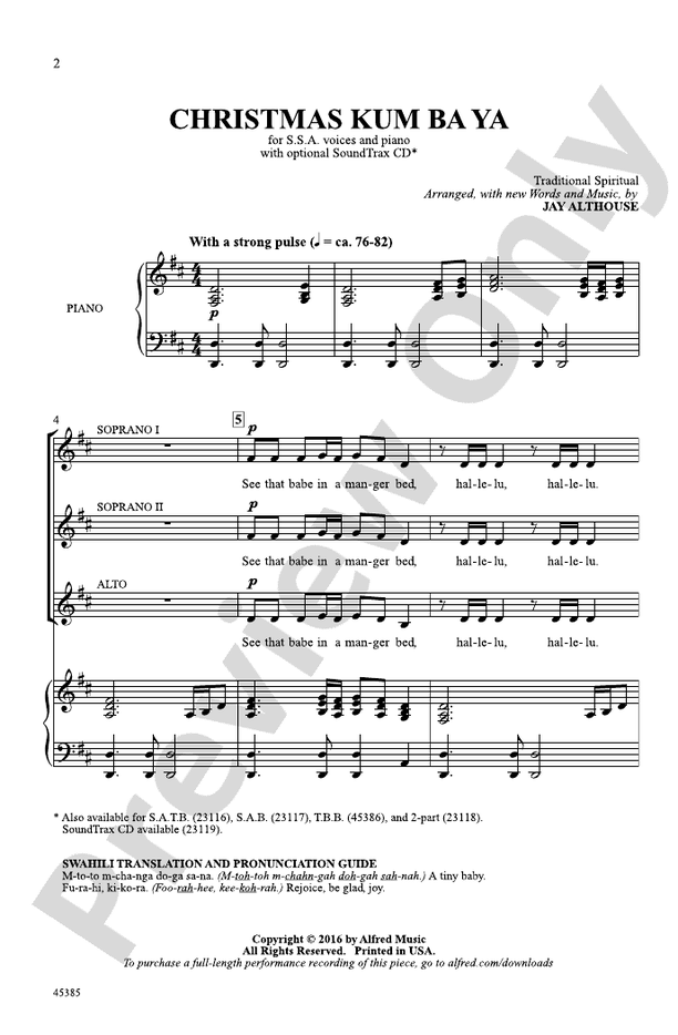 Christmas Kum Ba Ya – SSA Choral Octavo (Digital Download)