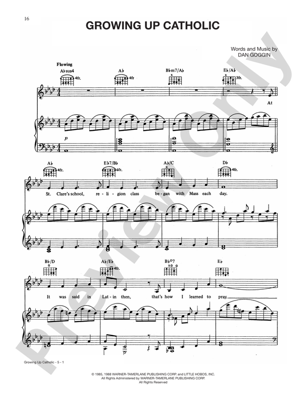 Growing Up Catholic (from Nunsense) - PVG (Digital Download)