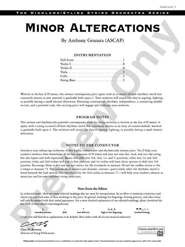Minor Altercations - String Orchestra Conductor Score & Parts (Digital Download)