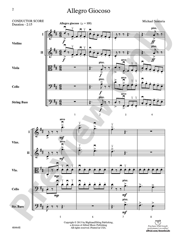 Allegro Giocoso – String Orchestra Conductor Score & Parts (Digital Download)