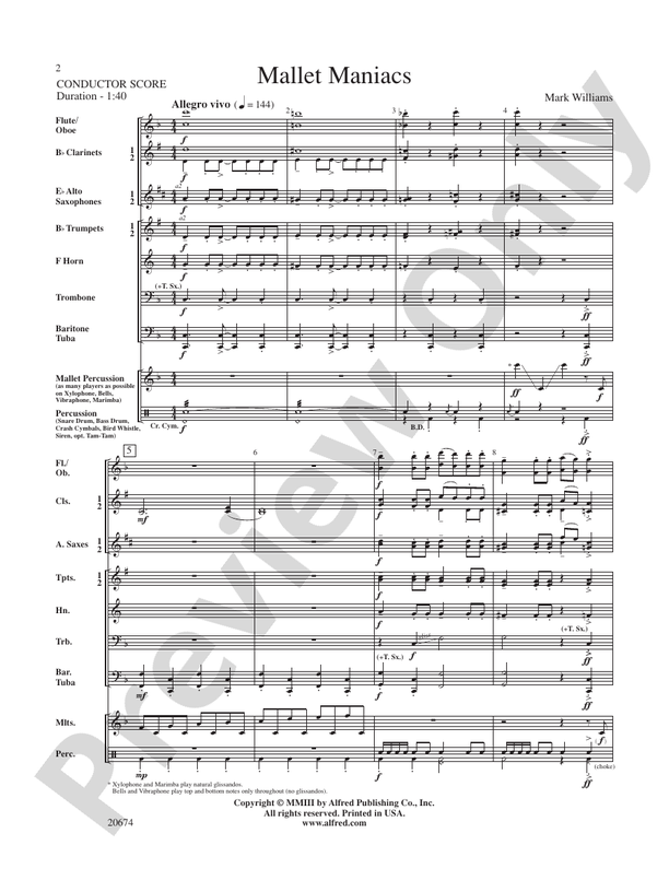 Mallet Maniacs - Concert Band Conductor Score & Parts (Digital Download)