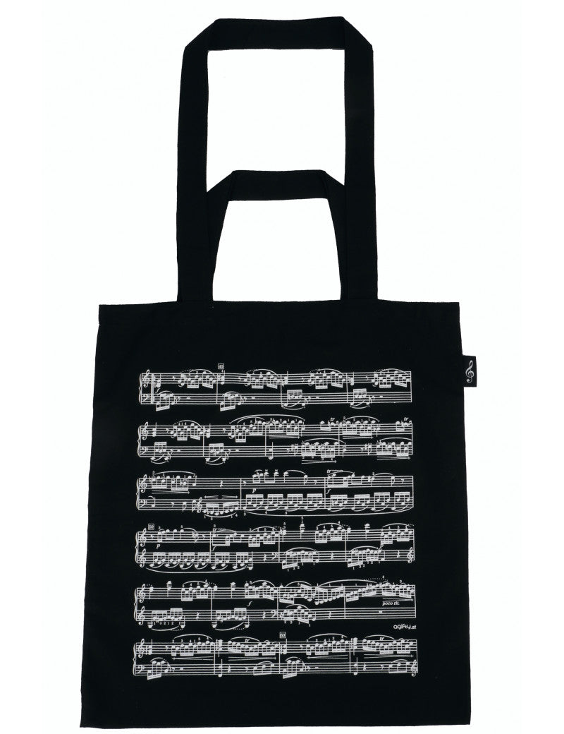 Tote or Music Bag Black with White Manuscript