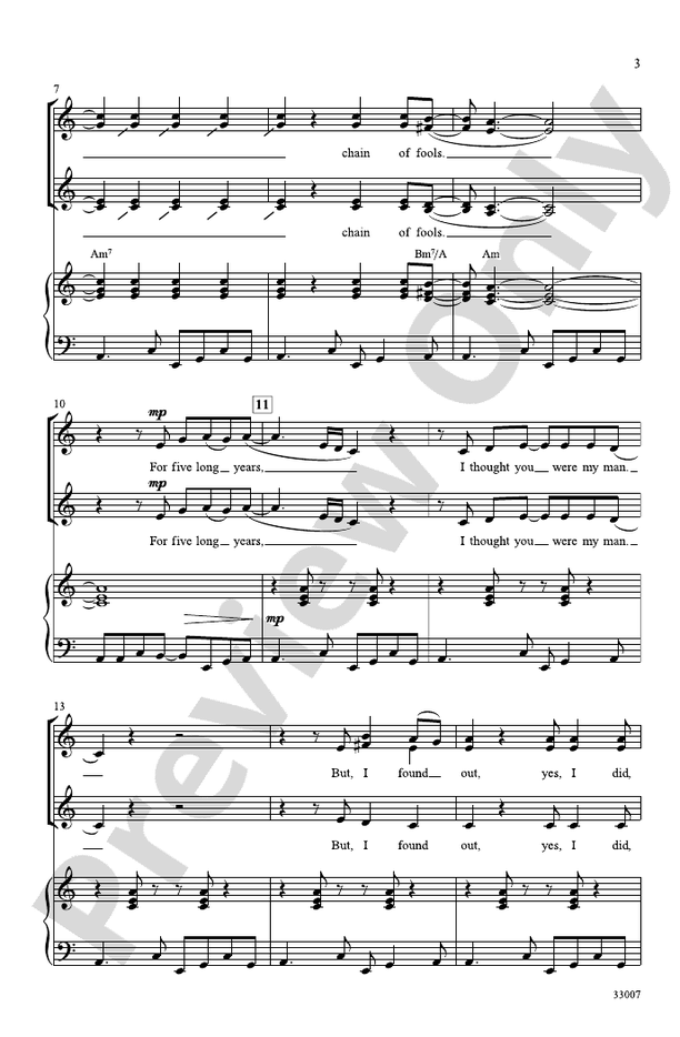 Chain of Fools – SSA Choral Octavo (Digital Download)