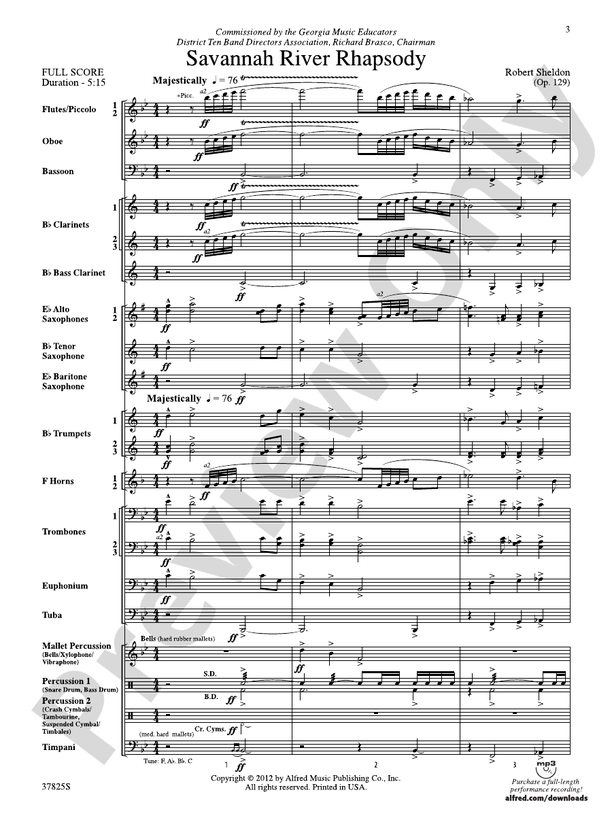 Savannah River Rhapsody - Concert Band Conductor Score & Parts (Digital Download)