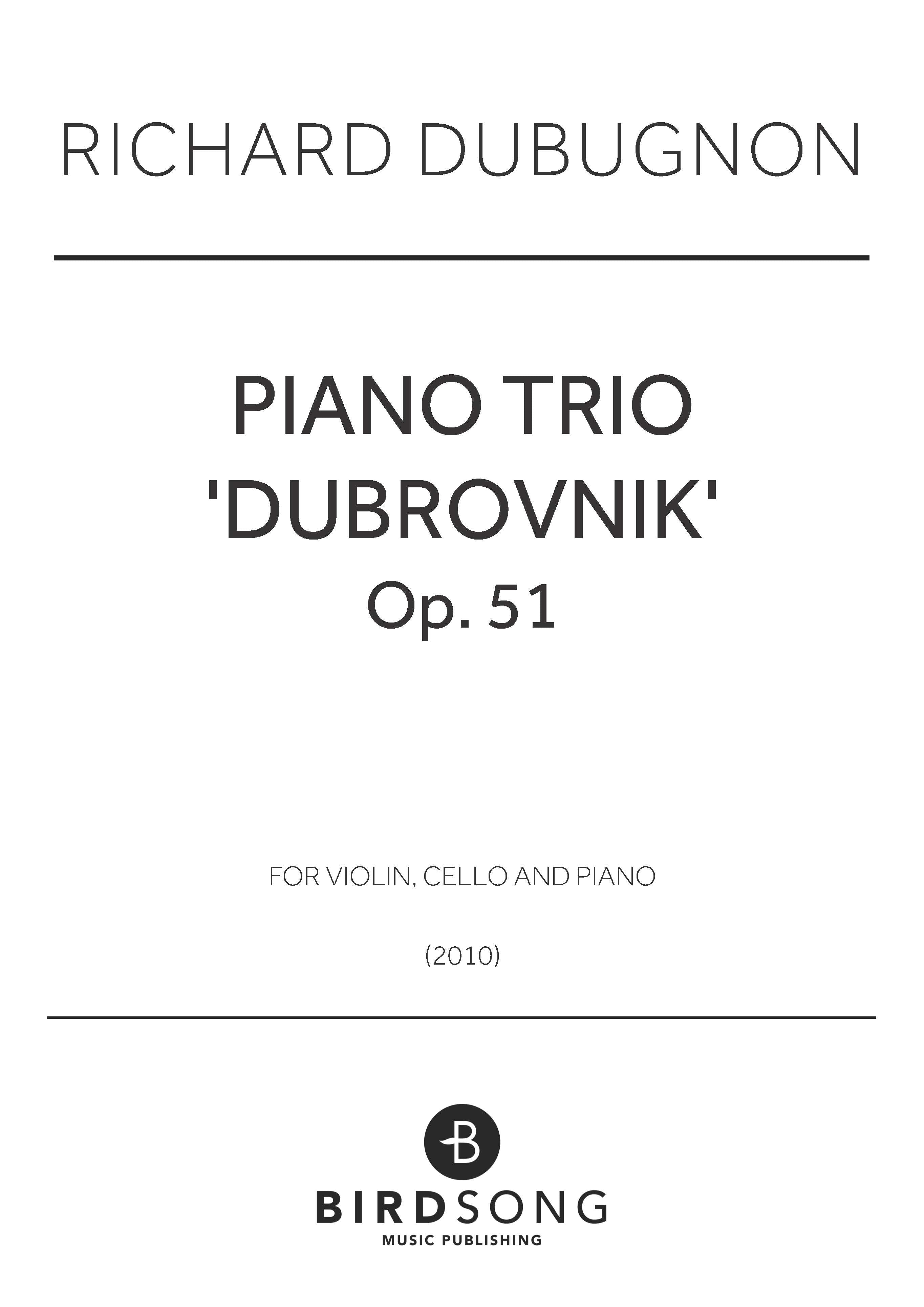 Piano Trio No.1 "Dubrovnik" - Piano Trio (Digital Download)