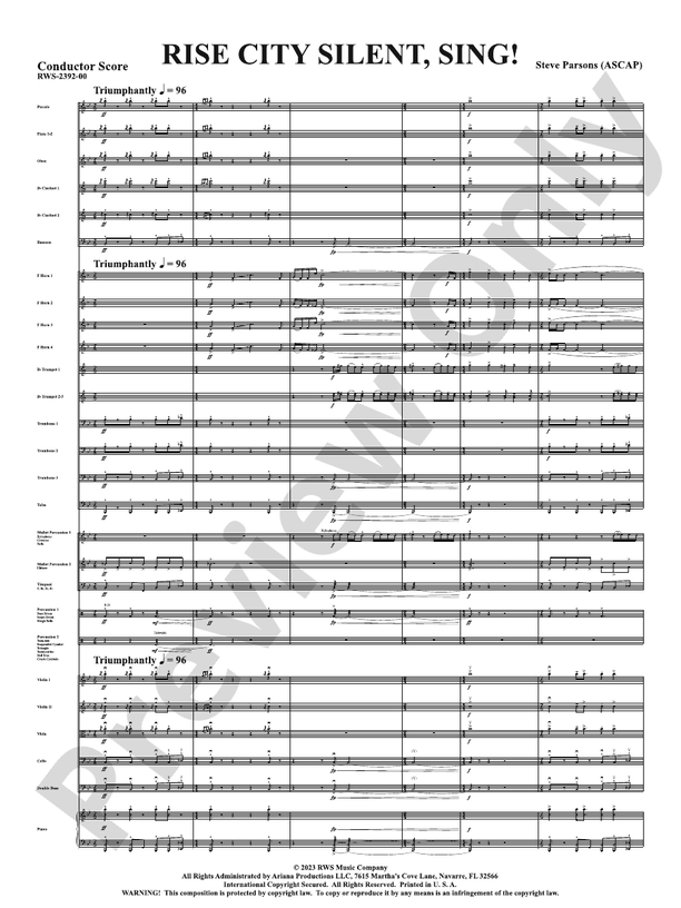 Rise City Silent, Sing! - Full Orchestra Conductor Score & Parts (Digital Download)