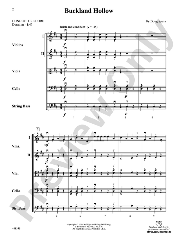 Buckland Hollow - String Orchestra Conductor Score & Parts (Digital Download)
