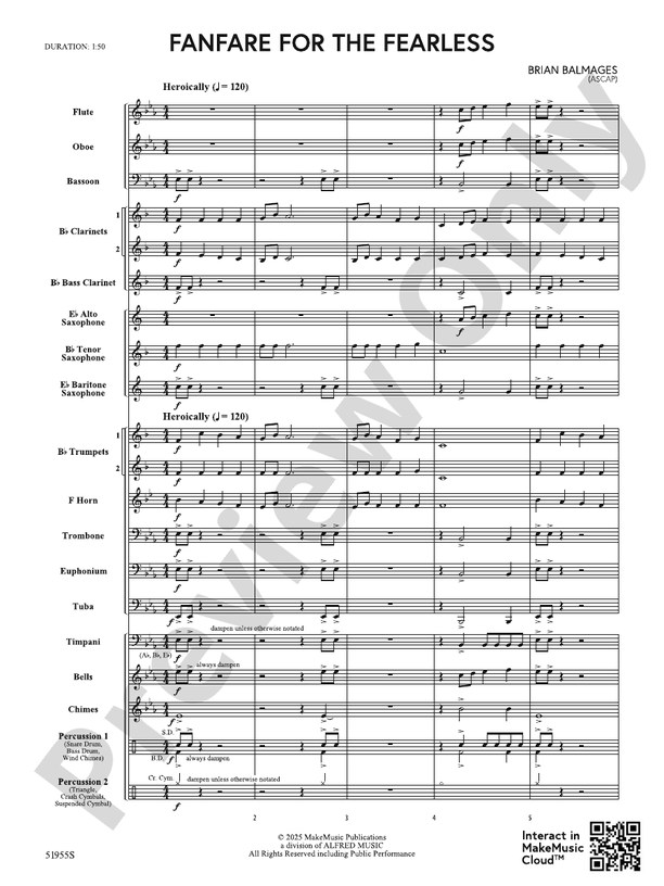 Fanfare for the Fearless - Concert Band Conductor Score & Parts(Digital Download)
