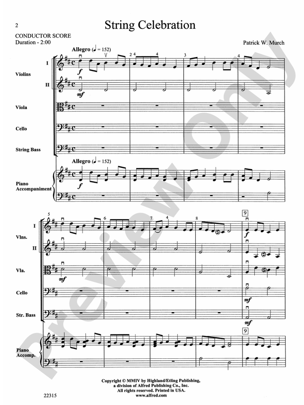 String Celebration – String Orchestra Conductor Score & Parts (Digital Download)