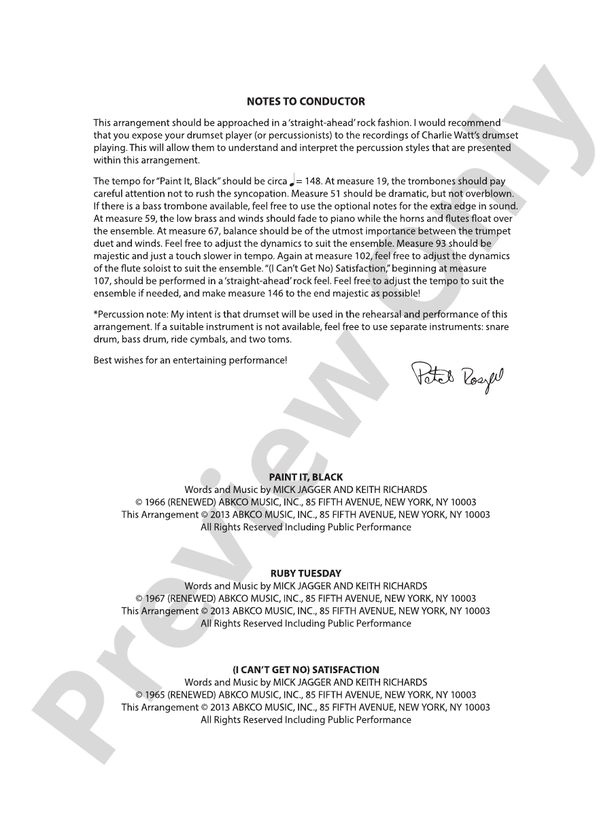 The Rolling Stones on Tour - Concert Band Conductor Score & Parts (Digital Download)