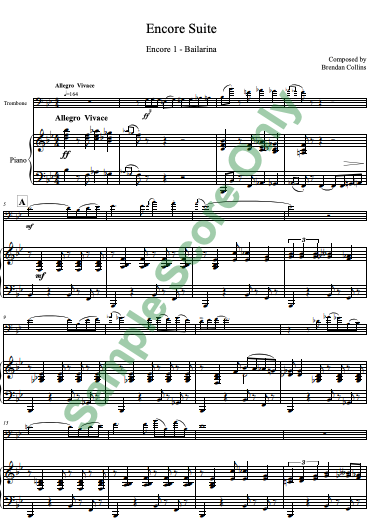 Brendan Collins - Encore Suite for Trombone (or Euphonium) and Piano - AMC