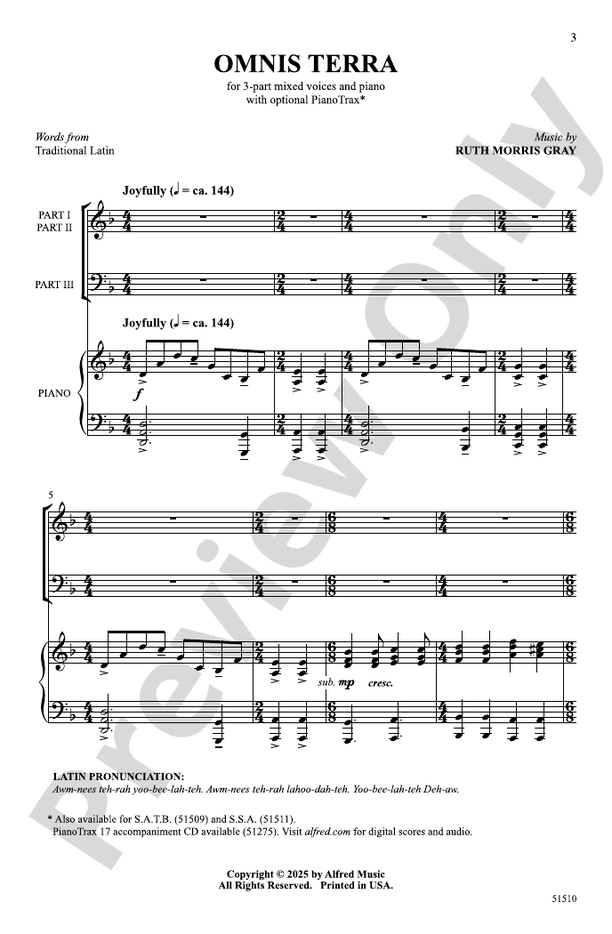 Omnis Terra - 3 Part Mixed Choral Octavo (Digital Download)