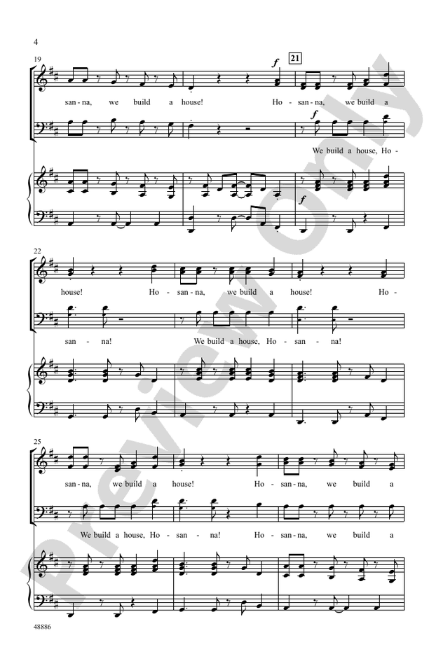 Hosanna, We Build a House – 3-Part Mixed (Digital Download)