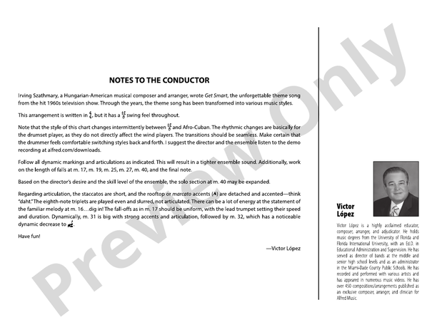 Get Smart Theme (Grade 3.5) – Jazz Ensemble Conductor Score & Parts (Digital Download)