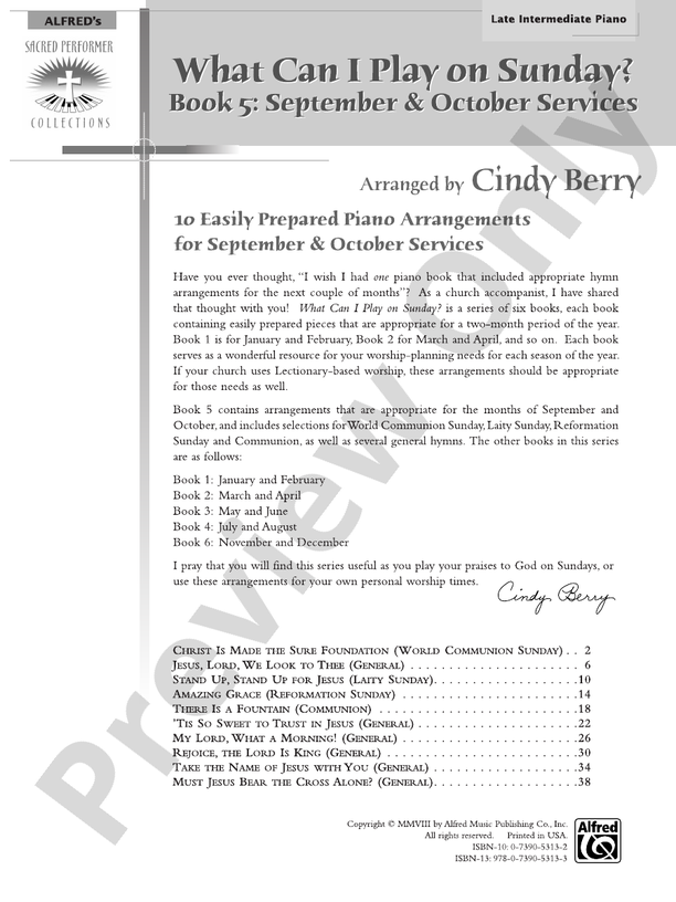 What Can I Play on Sunday?, Book 5 - Piano (Digital Download)