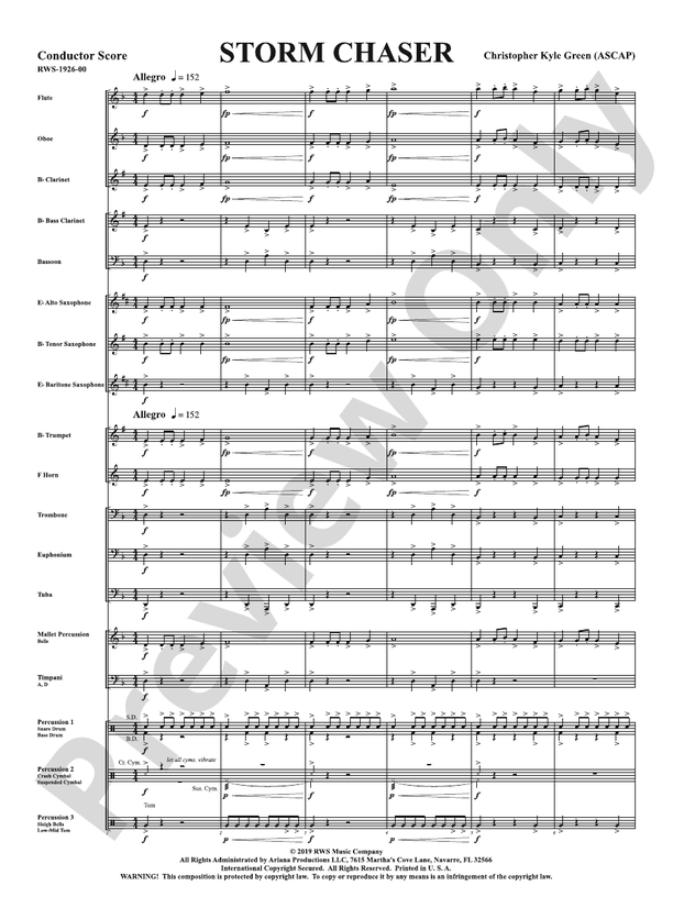 Storm Chaser - DSM-PK-RWS1926 - Concert Band Conductor Score & Parts (Digital Download)