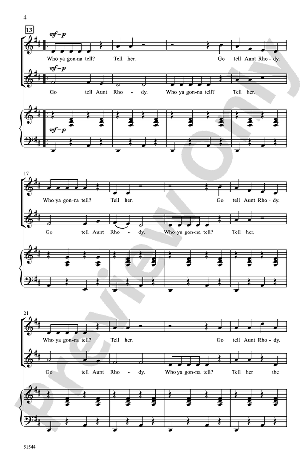 Go Tell Aunt Rhody - 2 Part Treble Choral Octavo (Digital Download)