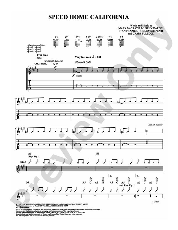 Speed Home California - Guitar TAB (Digital Download)
