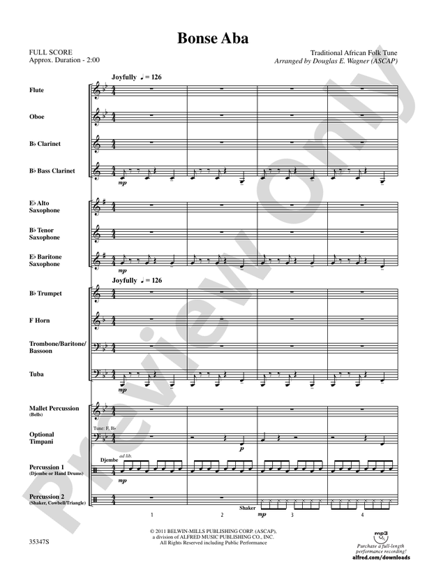 Bonse Aba - Concert Band Conductor Score & Parts (Digital Download)