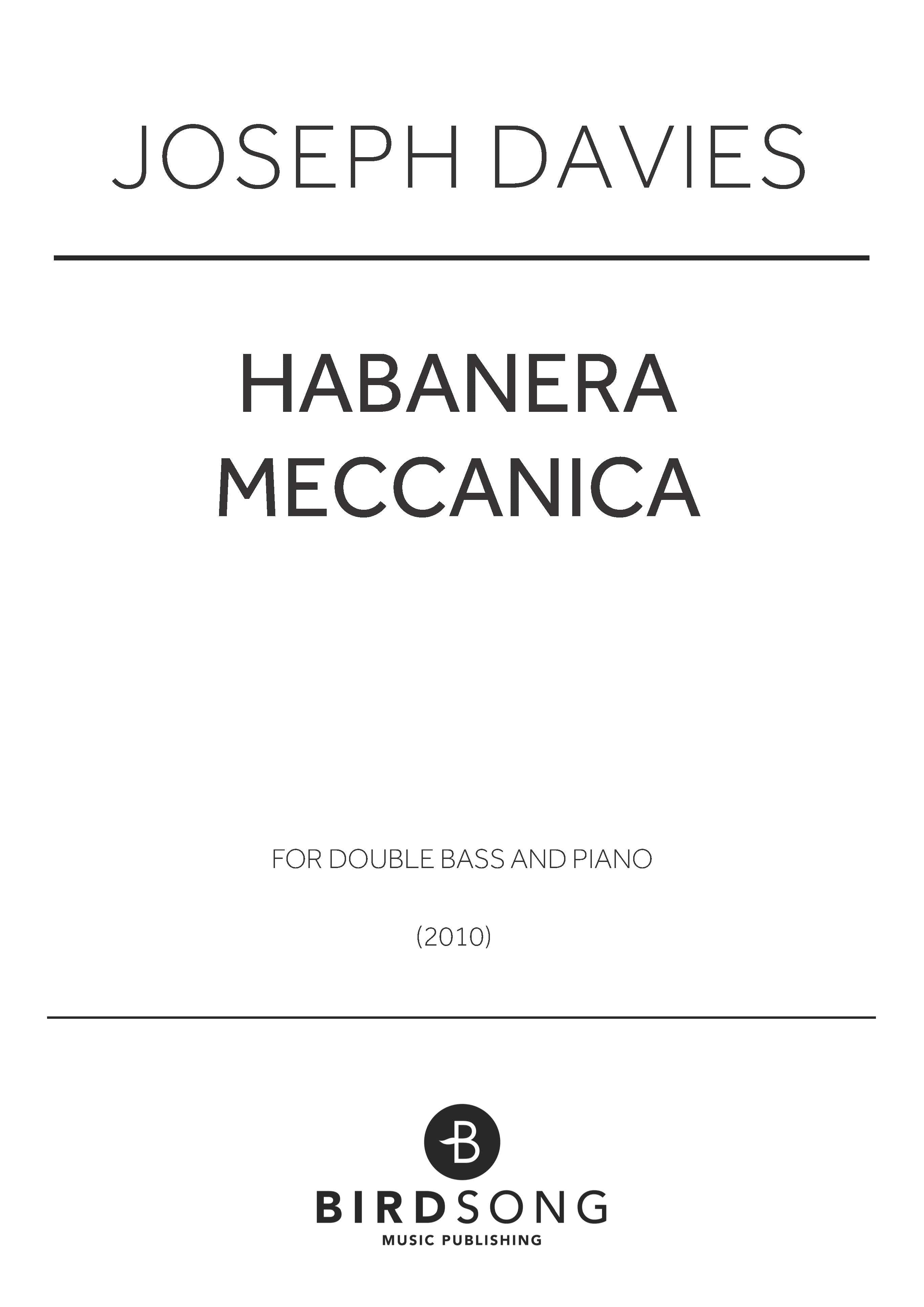 Habanera Meccanica - Joseph Davies - Double Bass/Piano (Digital Download)