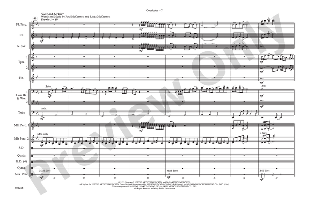 Die Another Day / Live and Let Die / James Bond Theme – Marching Band Conductor Score & Parts (Digital Download)