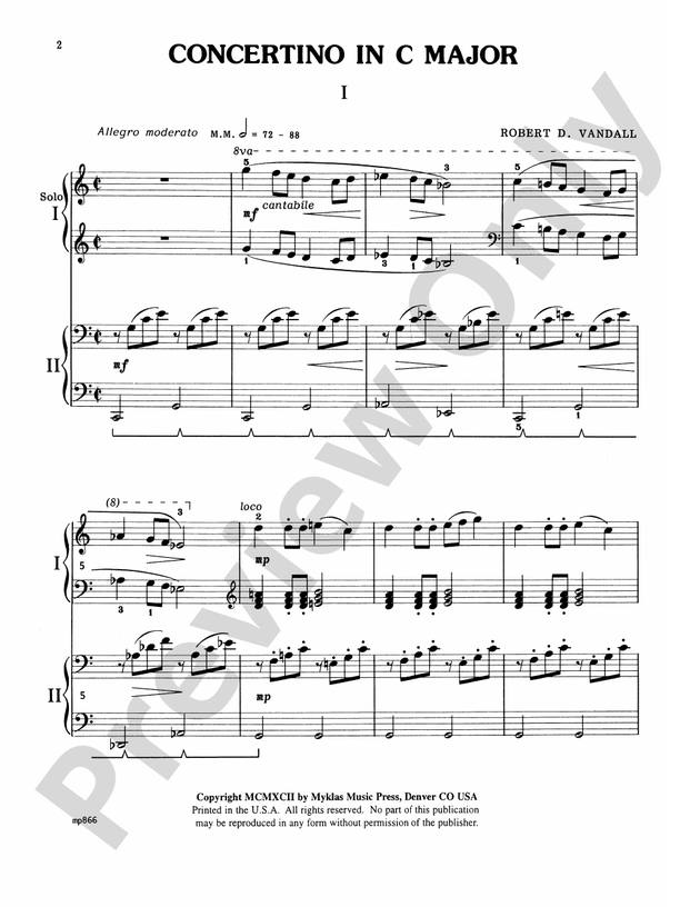 Concertino in C Major - 2 Pianos, 4 Hands (Digital Download)
