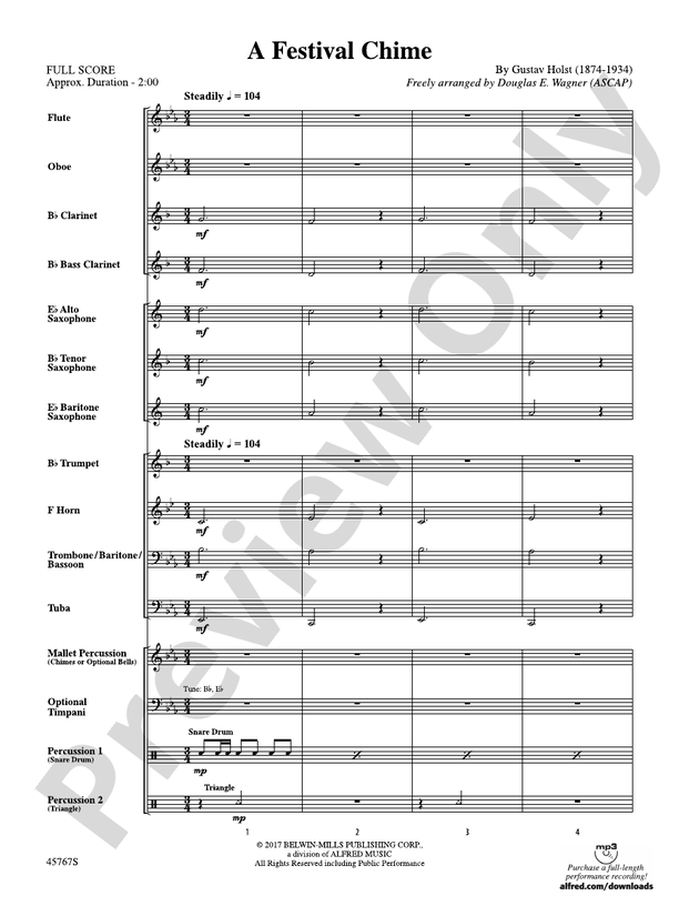 A Festival Chime - Concert Band Conductor Score & Parts (Digital Download)