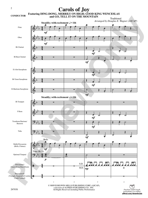 Carols of Joy - Concert Band Conductor Score & Parts (Digital Download)