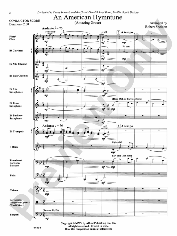 An American Hymntune (Amazing Grace) - Concert Band Conductor Score & Parts (Digital Download)
