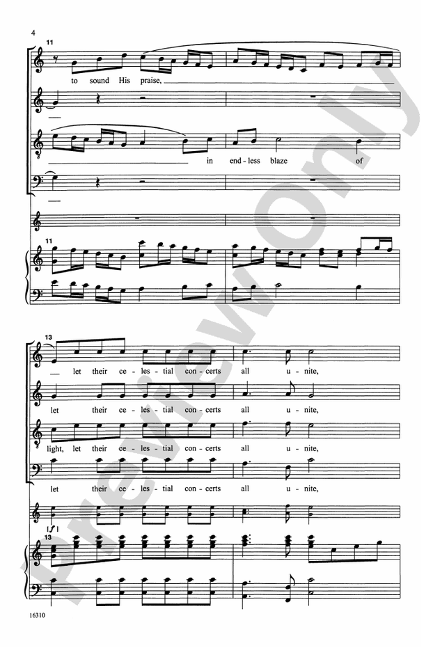 Let Their Celestial Concerts All Unite (from Samson) – SATB Choral Octavo (Digital Download)