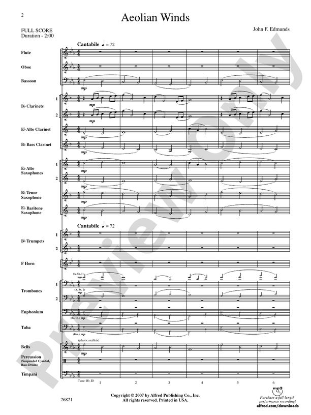 Aeolian Winds - Concert Band Conductor Score & Parts (Digital Download)