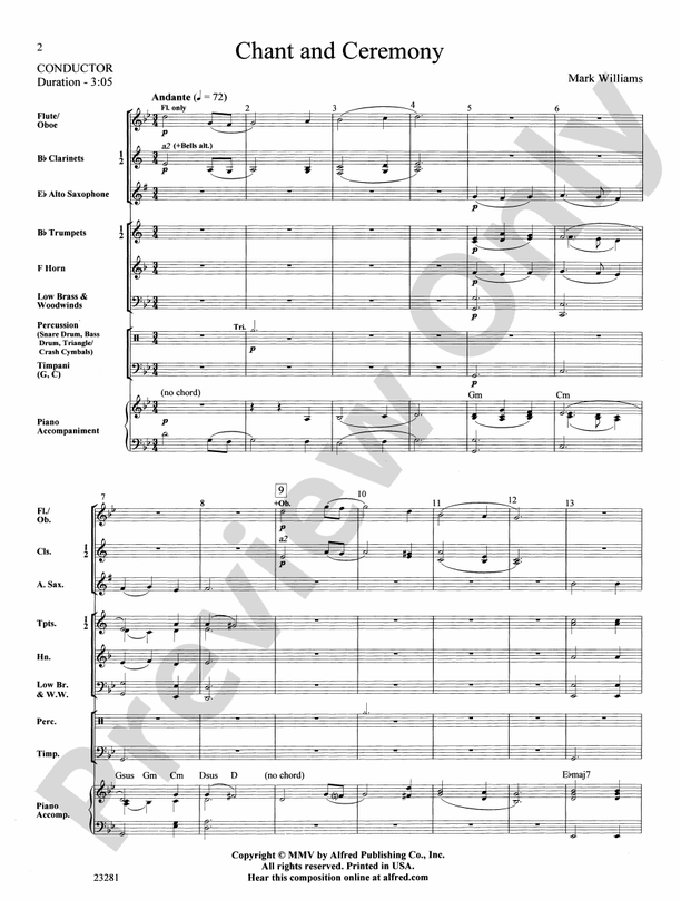Chant and Ceremony - Concert Band Conductor Score & Parts (Digital Download)