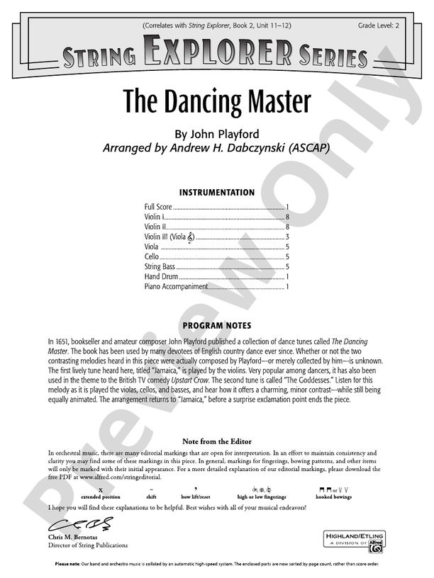 The Dancing Master - String Orchestra Conductor Score & Parts (Digital Download)