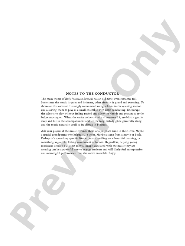 Ruby Mountain Serenade - String Orchestra Conductor Score & Parts (Digital Download)
