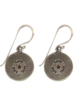 Drop Earrings Sterling Silver Vinyl Records