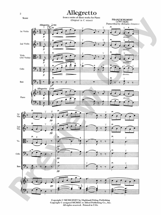 Allegretto – String Orchestra Conductor Score & Parts (Digital Download)