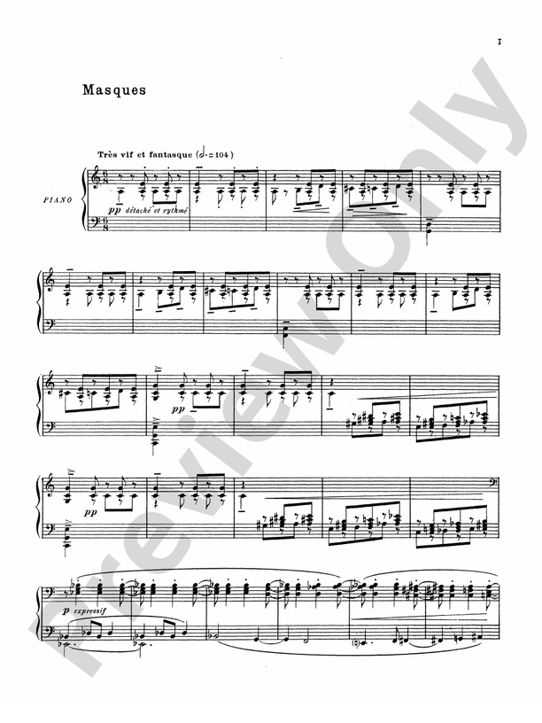 Debussy - Masques - Piano Solo (Digital Download)